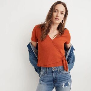 MADEWELL Texture & Thread Crop Wrap Top